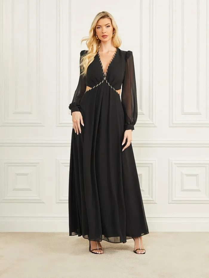 Ursula Mesh Gown Black Women Dresses and Jumpsuits GUESS Ursula Mesh Gown Black Women Dresses and Jumpsuits GUESS