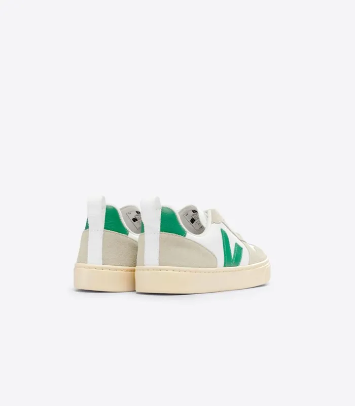 VEJA V10 CHROMEFREE LEATHER WHITE EMERAUDE ALMOND Kids V10