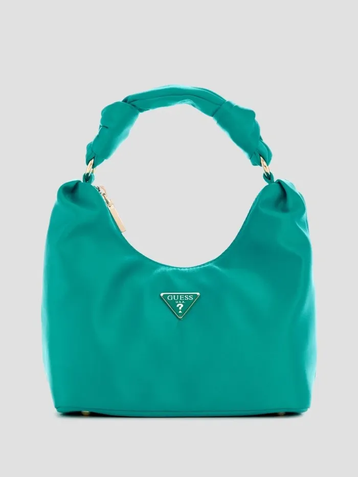 Velina Satin Hobo Bag GreyYarn Dye Handbags GUESS Women
