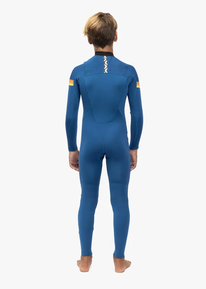 Vissla 7 Seas Boys Raditude 43 Full Chest Zip Wetsuit Harbor Blue Youth Wetsuits