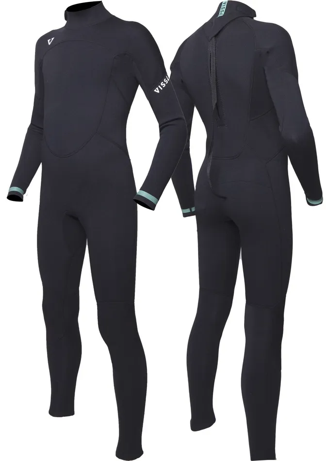 Vissla Easy Seas Boys 32 Full Flatlock Back Zip Wetsuit Black Youth Wetsuits