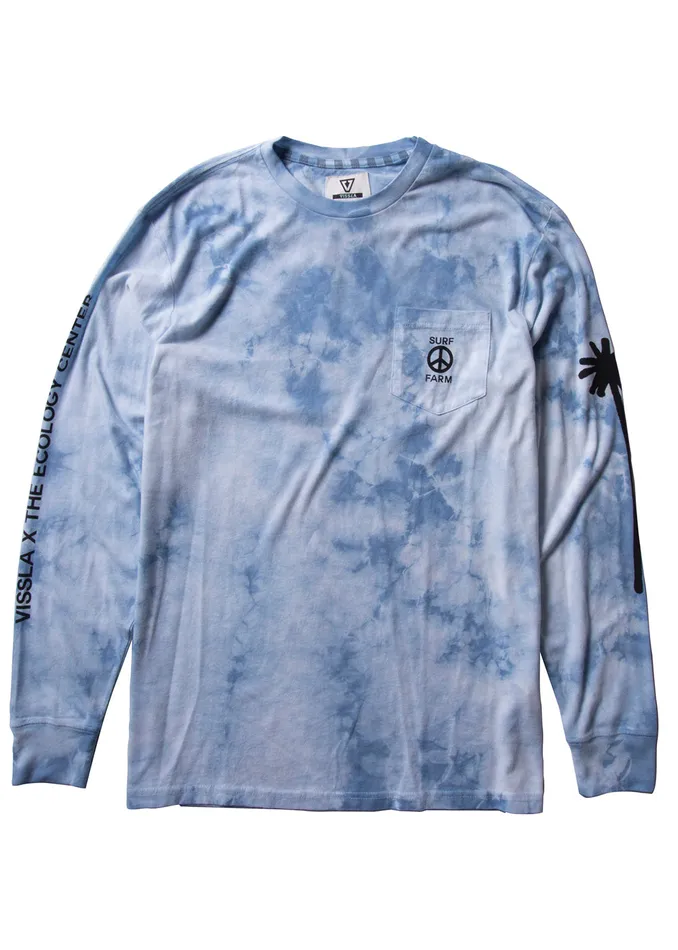 Vissla Long Sleeve Tees Men The Ecology Center Surf Farm Ls Pkt Tee BLT 8211 Blue Tie Dye
