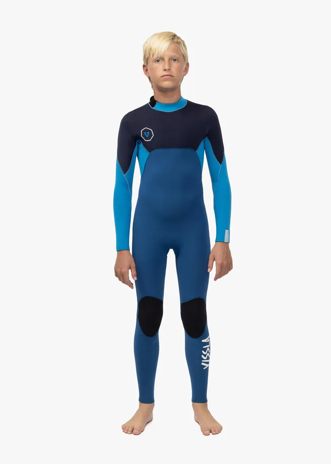 Vissla Wetsuits Youth 7 Seas 43 Boys Back Zip Full Suit SUPER BLUE