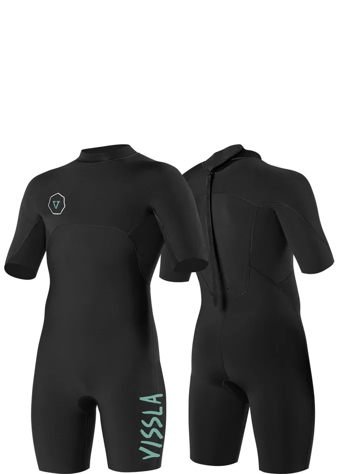 Vissla Wetsuits Youth Boys 22 Back Zip Spring Wetsuit Black