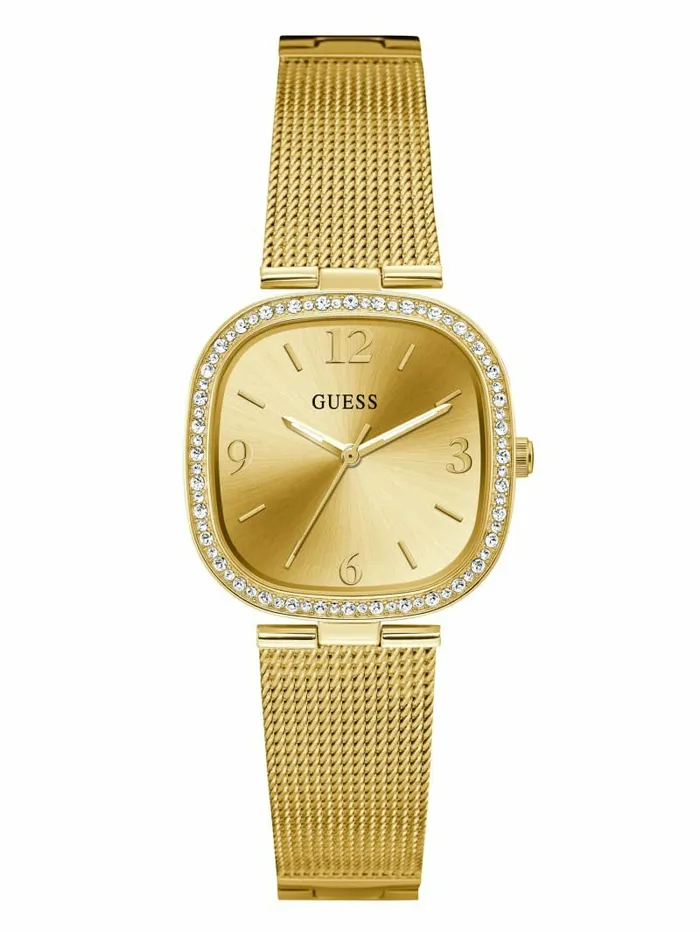 Watches GoldTone Mesh Analog Watch Gold GUESS Women