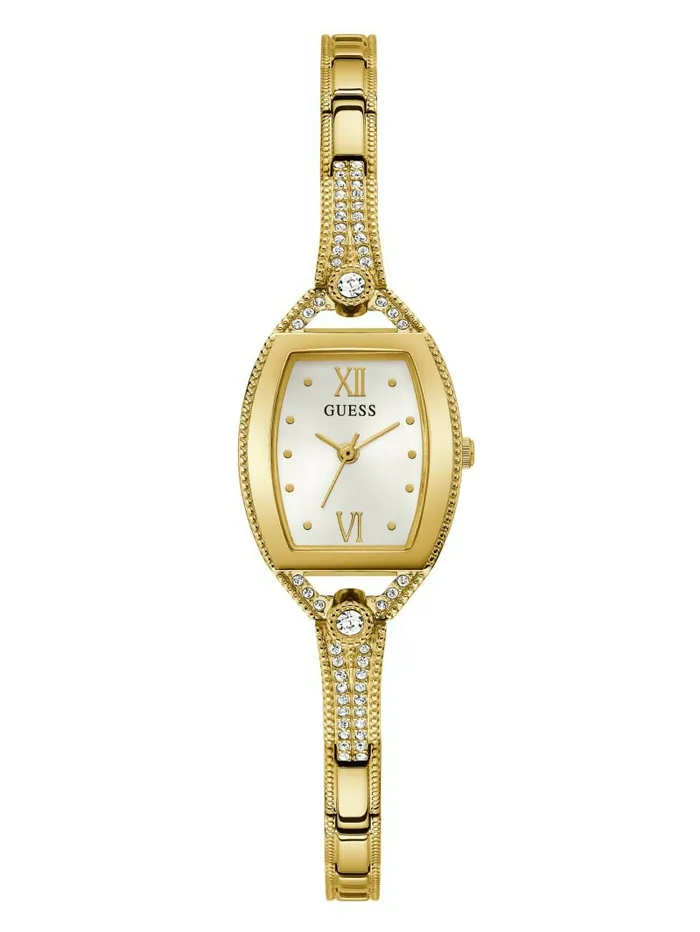 Watches GUESS Women GoldTone and Rhinestone Analog Watch Gold