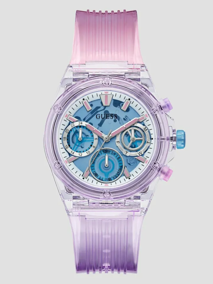 Watches GUESS Women Pink and Purple Multifunction Watch Silver