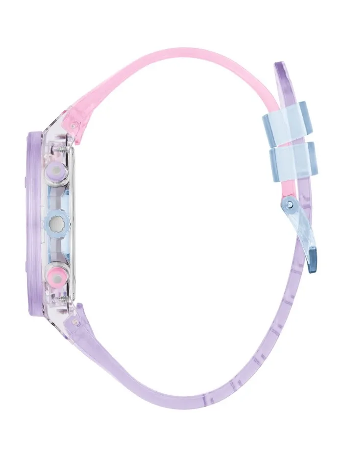 Watches GUESS Women Pink and Purple Multifunction Watch Silver Watches GUESS Women Pink and Purple Multifunction Watch Silver
