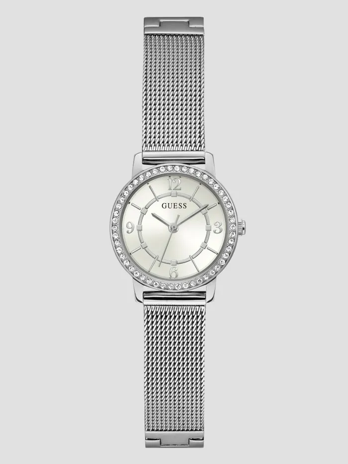 Watches SilverTone Mesh Analog Watch Silver GUESS Women