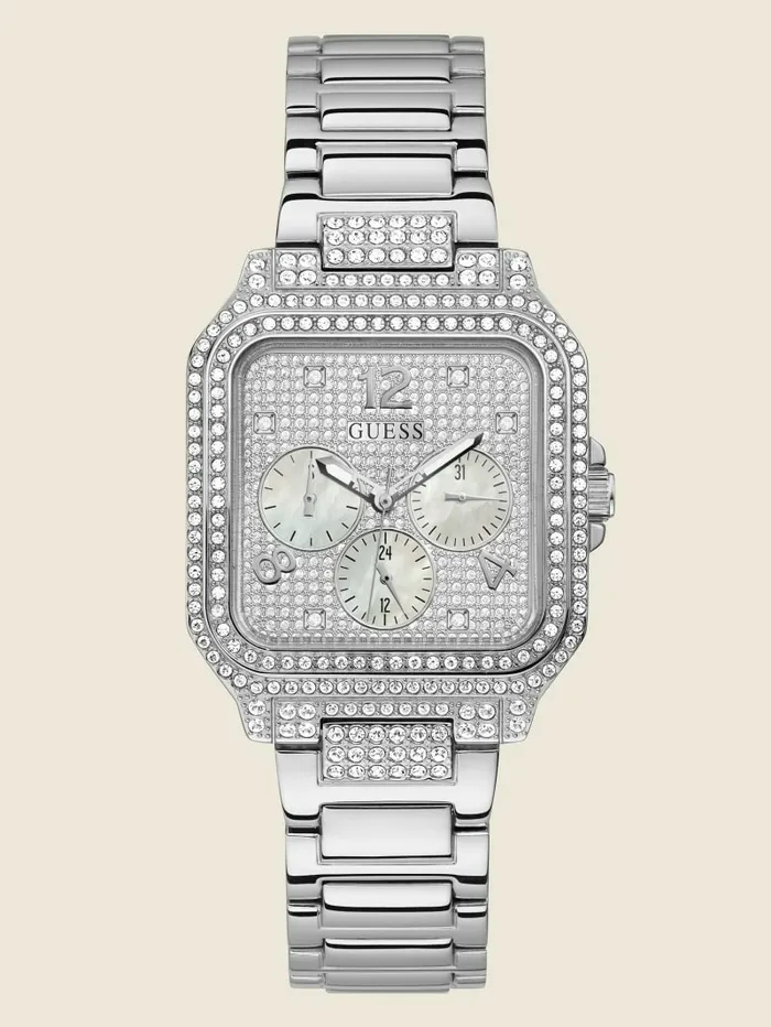 Watches SilverTone Square Multifunction Watch Silver GUESS Women