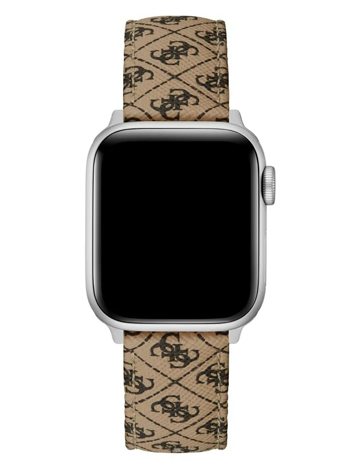 Watches Women Brown Logo Leather 3840 mm Band for Apple Watch Nude GUESS