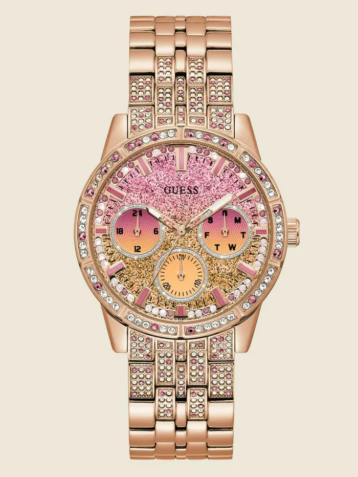 Watches Women GUESS Rose GoldTone Multifunction Watch Rose Gold