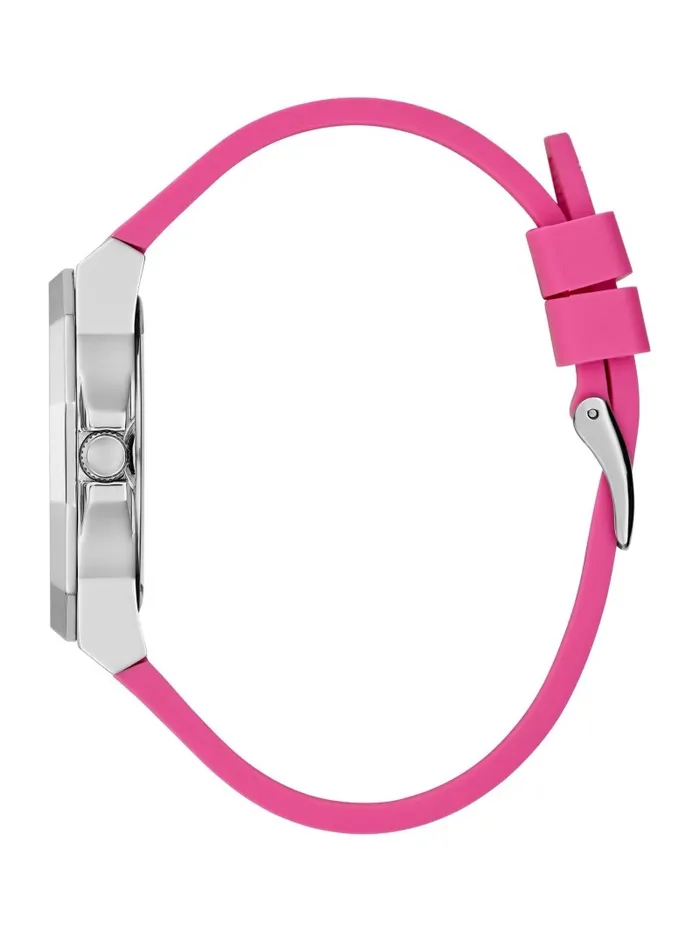 Watches Women Pink Silicon Watch Silver GUESS Watches Women Pink Silicon Watch Silver GUESS