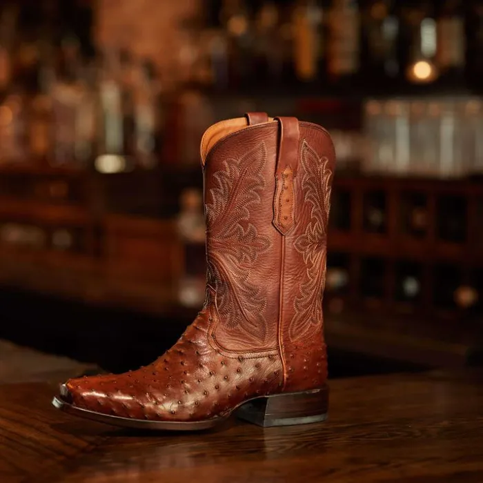 Western Boots Men Ariat Bench Made Stilwell Western Boot Bourbon Full Quill Ostrich