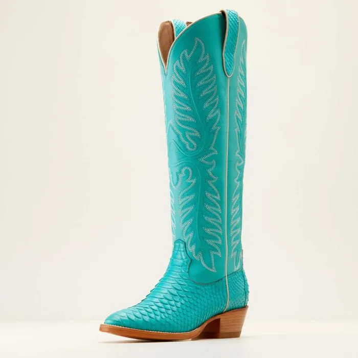 Western Boots Women Ariat Sterling Margot StretchFit Western Boot Blue Oasis Pythonsantorini