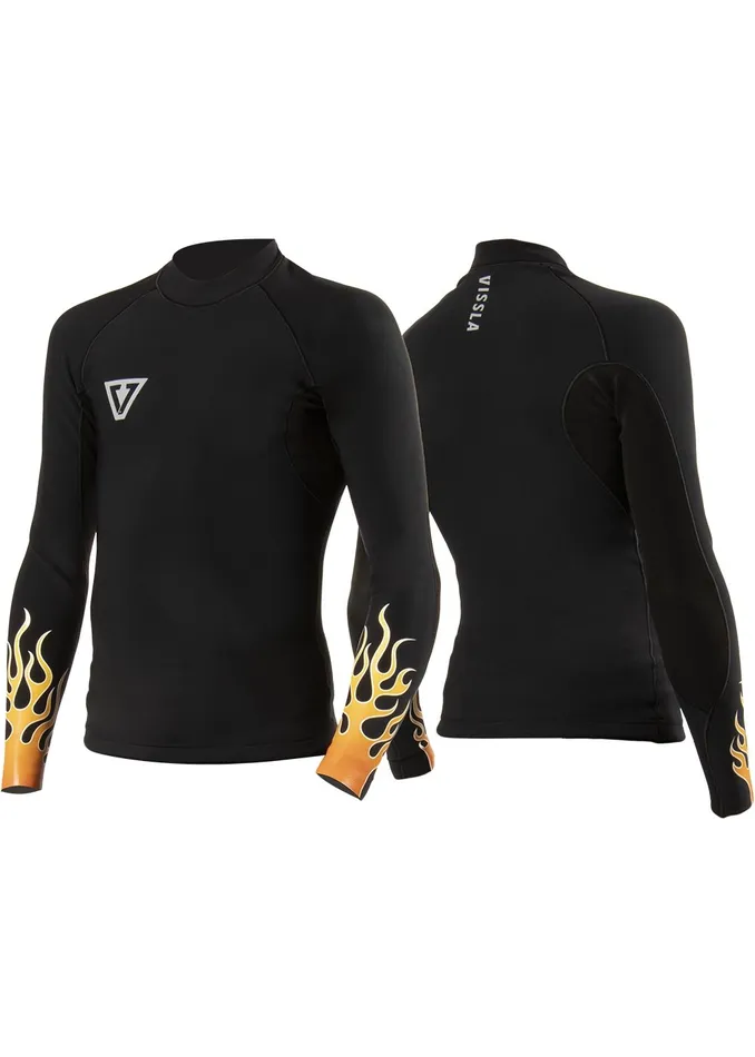Wetsuits Vissla Youth High Fire Boys 1MM LS Wetsuit Jacket Black