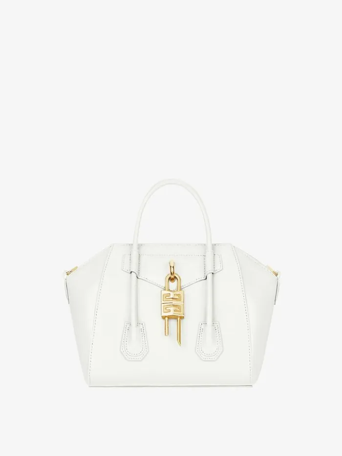 Women Antigona Givenchy Mini Antigona Lock Bag In Box Leather Ivory