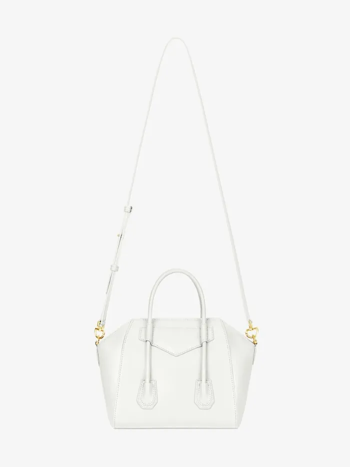 Women Antigona Givenchy Mini Antigona Lock Bag In Box Leather Ivory