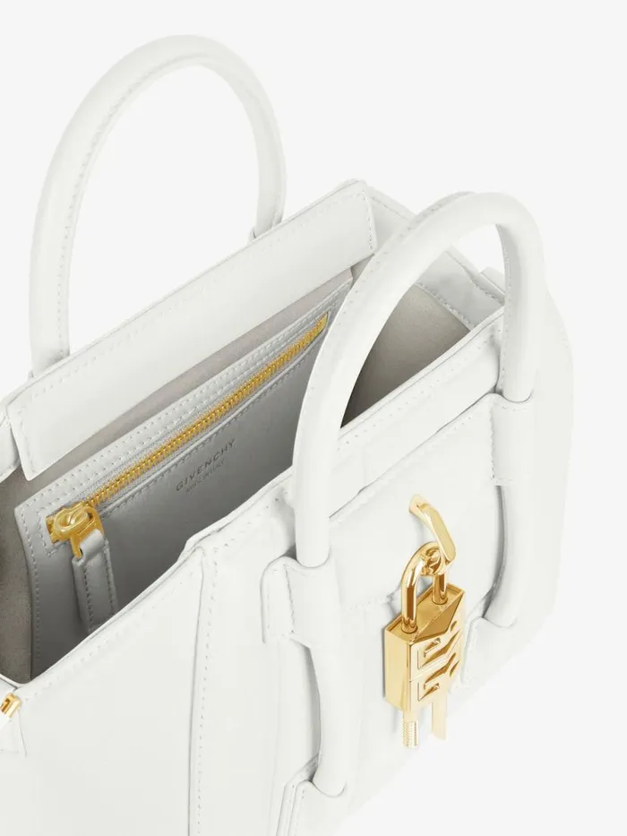 Women Antigona Givenchy Mini Antigona Lock Bag In Box Leather Ivory