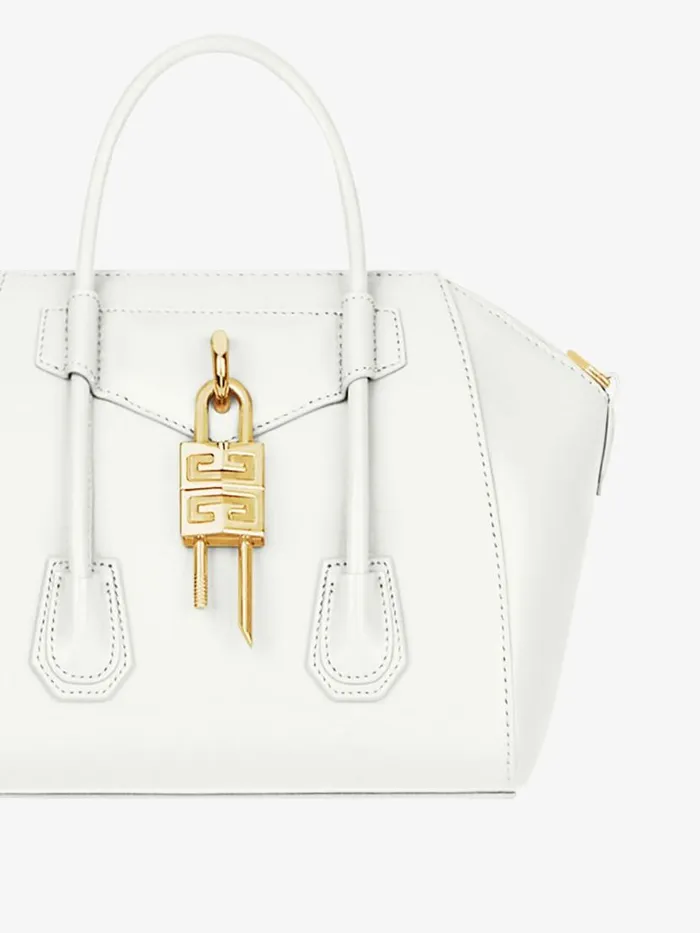 Women Antigona Givenchy Mini Antigona Lock Bag In Box Leather Ivory