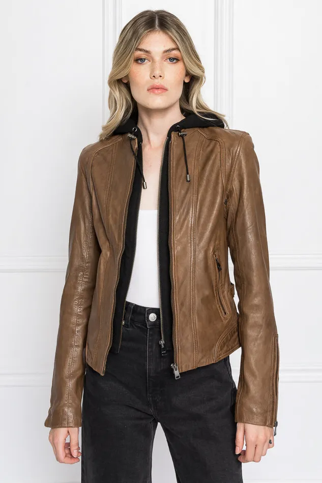 Women ARLETTE Leather Biker Jacket Rawhide LAMARQUE Leather Jackets