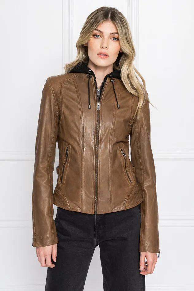 Women ARLETTE Leather Biker Jacket Rawhide LAMARQUE Leather Jackets Women ARLETTE Leather Biker Jacket Rawhide LAMARQUE Leather Jackets