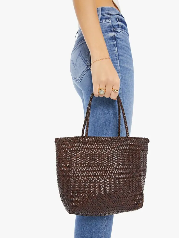 Women Bags Mother Denim Mini Leather Bag Marrone Scuro
