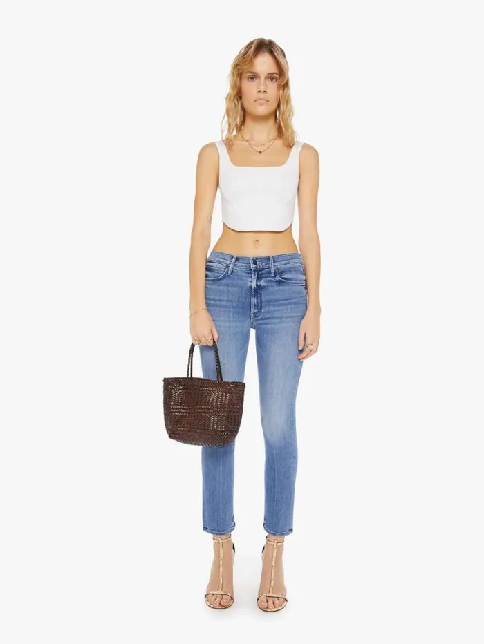 Women Bags Mother Denim Mini Leather Bag Marrone Scuro