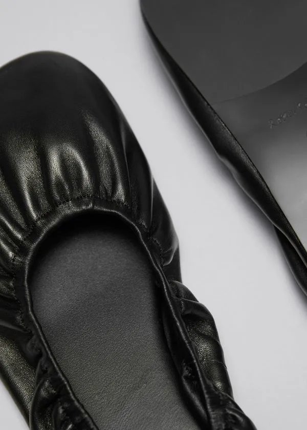 Women Ballerinas and Other Stories Ruched Leather Ballet Flats Black Women Ballerinas and Other Stories Ruched Leather Ballet Flats Black