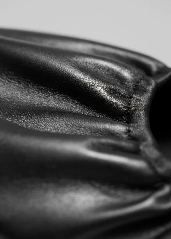 Women Ballerinas and Other Stories Ruched Leather Ballet Flats Black Women Ballerinas and Other Stories Ruched Leather Ballet Flats Black