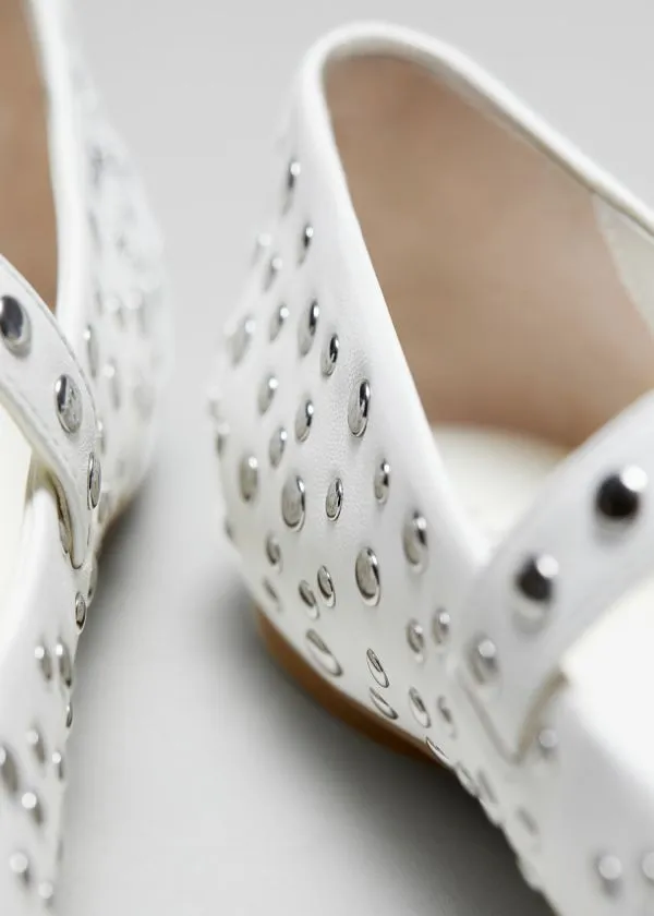 Women Ballerinas and Other Stories Studded Leather Ballet Flats White