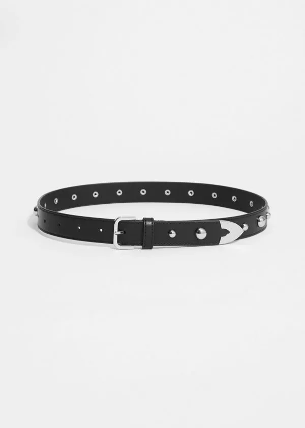 Women Belts and Other Stories Studded Leather Belt Black