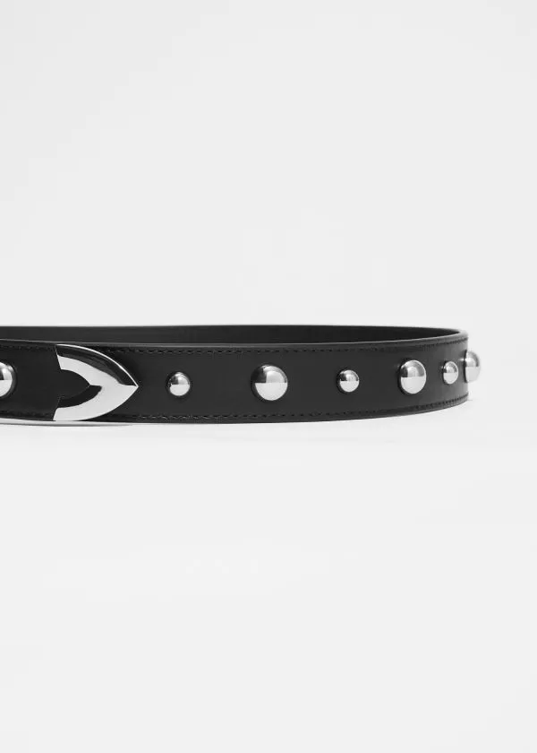 Women Belts and Other Stories Studded Leather Belt Black