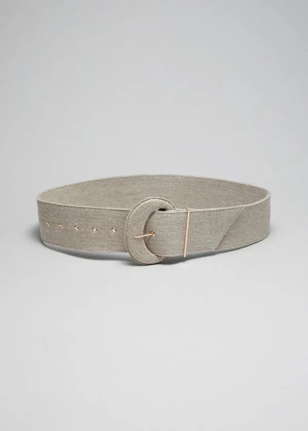 Women Belts and Other Stories Wide Linen Belt Beige