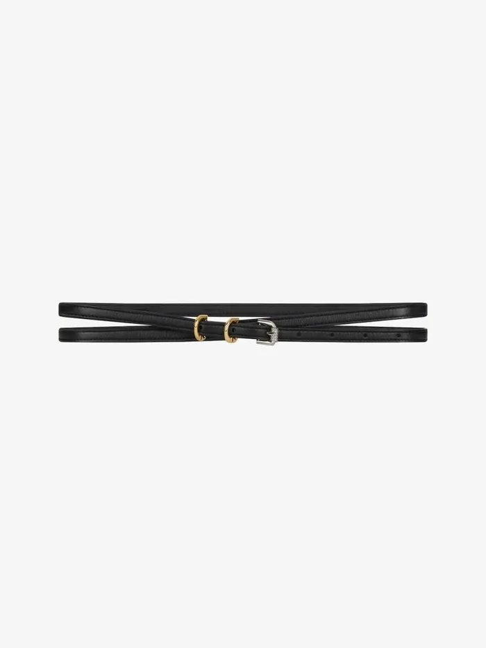 Women Belts Givenchy Voyou Double Wrap Belt In Leather Black