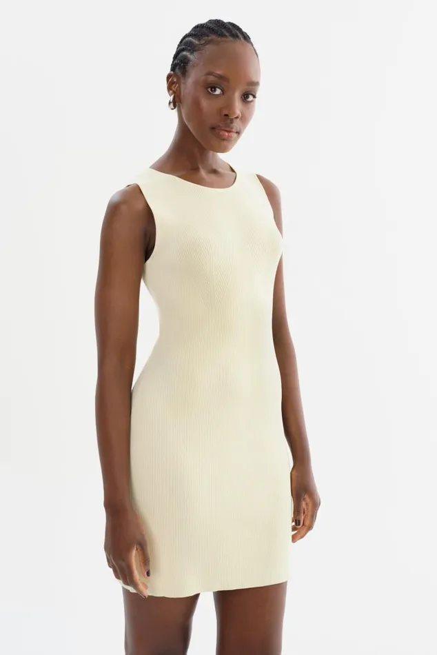 Women BENDITA Knit Dress Lemon Icing LAMARQUE Dresses Women BENDITA Knit Dress Lemon Icing LAMARQUE Dresses
