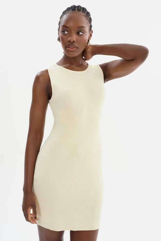 Women BENDITA Knit Dress Lemon Icing LAMARQUE Dresses Women BENDITA Knit Dress Lemon Icing LAMARQUE Dresses