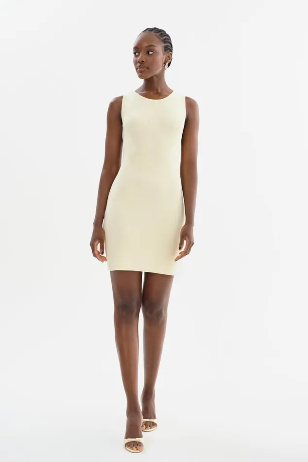 Women BENDITA Knit Dress Lemon Icing LAMARQUE Dresses Women BENDITA Knit Dress Lemon Icing LAMARQUE Dresses
