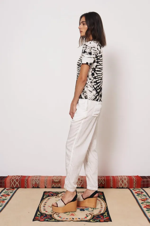 Women Black And Dirty White Boy Tee Raquel Allegra Tops