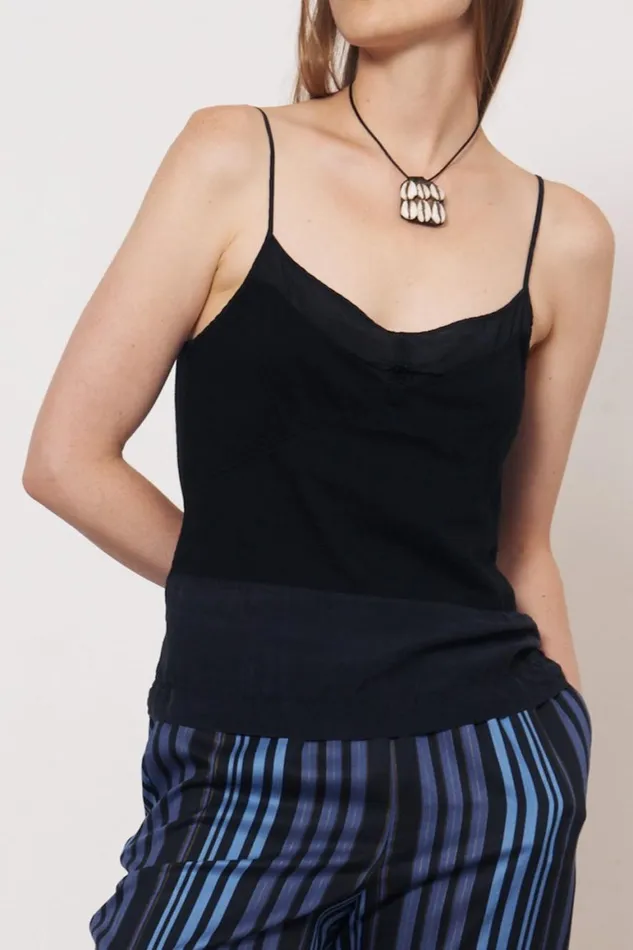 Women Black Fulani Tank Top Raquel Allegra Tops