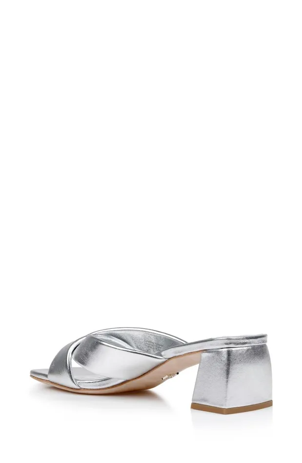 Women Block Heels Badgley Mischka Briella Ii Metallic Crisscross Strap Block Heel Mules Light Bronze