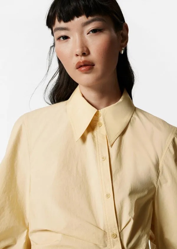 Women Blouses and Shirts and Other Stories Asymmetrical Cotton Shirt Light Yellow
