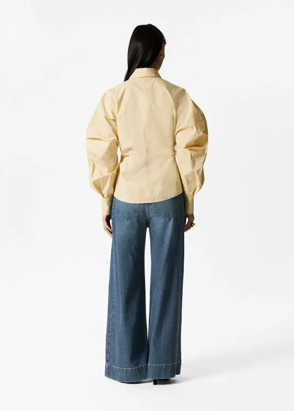 Women Blouses and Shirts and Other Stories Asymmetrical Cotton Shirt Light Yellow