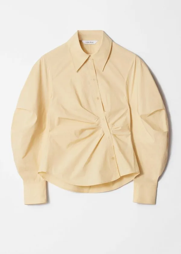 Women Blouses and Shirts and Other Stories Asymmetrical Cotton Shirt Light Yellow