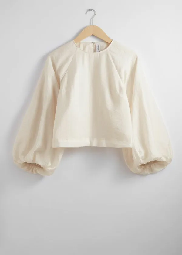 Women Blouses and Shirts and Other Stories BalloonSleeve Top Ivory