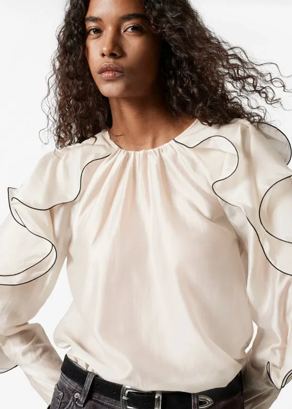 Women Blouses and Shirts and Other Stories Flounced Blouse Cream