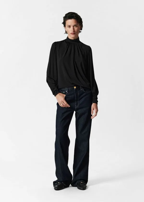 Women Blouses and Shirts and Other Stories Mock Neck Blouse Black