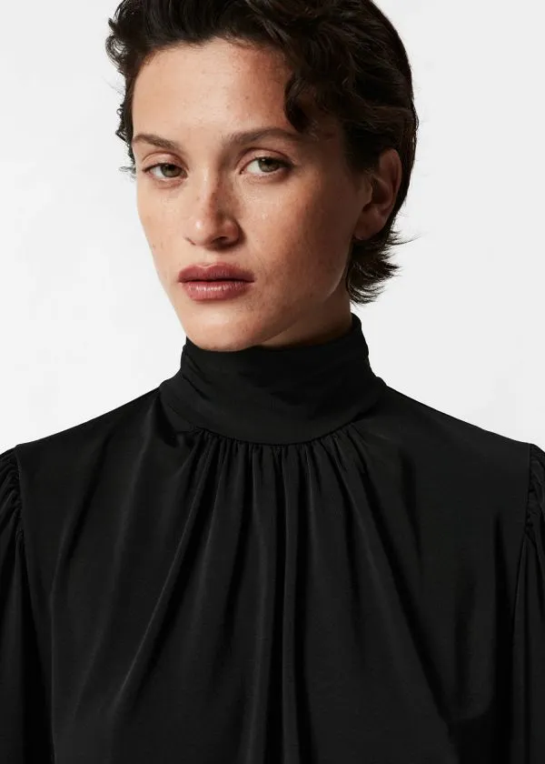 Women Blouses and Shirts and Other Stories Mock Neck Blouse Black
