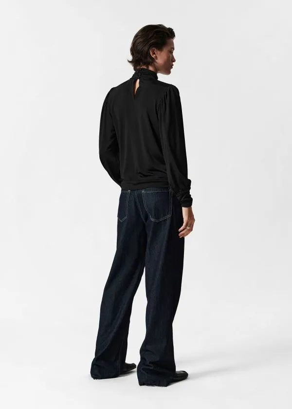 Women Blouses and Shirts and Other Stories Mock Neck Blouse Black