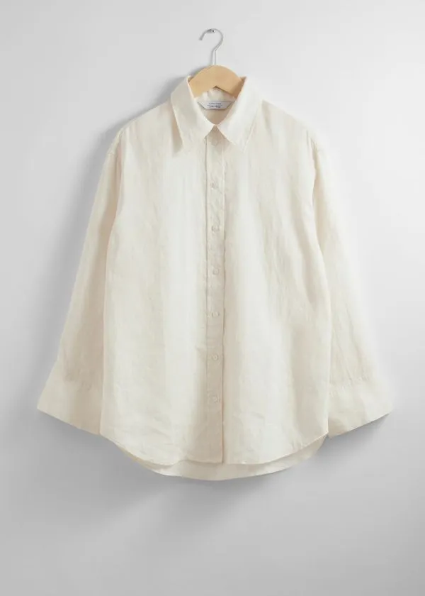 Women Blouses and Shirts and Other Stories Oversized Linen Shirt White